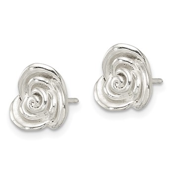 Sterling Silver Polished Rose Post Earrings — alternate view