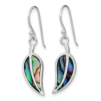 Sterling Silver RH-plated Abalone Leaf Shephard Hook Earrings — alternate view