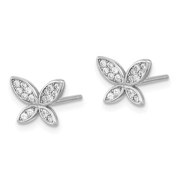 Sterling Silver Rhodium-plated CZ Butterfly Post Earrings — alternate view