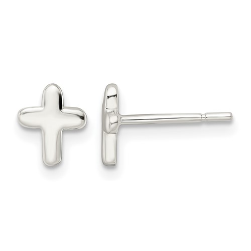 Sterling Silver Polished Latin Cross Post Earrings