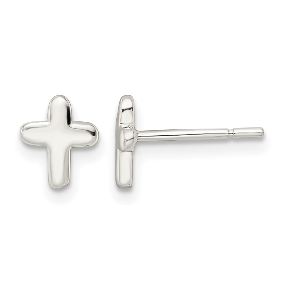 Sterling Silver Polished Latin Cross Post Earrings