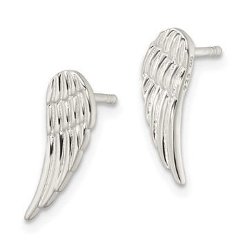 Sterling Silver Polished and Textured Wing Post Earrings — alternate view