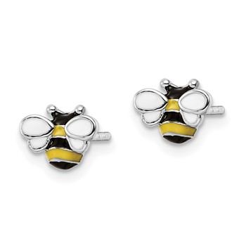 Sterling Silver RH-plated Enamel Bumblebee Children's Post Earrings — alternate view