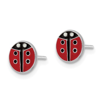 Sterling Silver RH-plated Enameled Ladybug Children's Post Earrings — alternate view