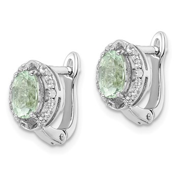 SS RH-plated 1.74t.w. Green Quartz/WT Oval Hinged Earrings — alternate view
