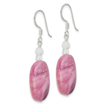 Sterling Silver Pink Agate, Pink Quartz and Crystal Earrings — alternate view