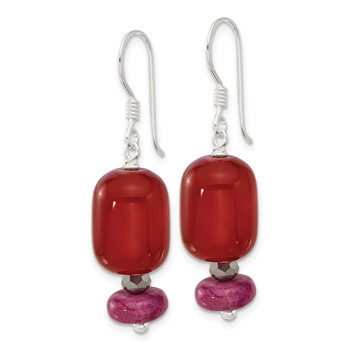 Sterling Silver Carnelian, Recon Serpentine, Crystal Earrings — alternate view