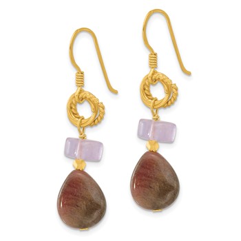 Sterling Silver Gold-plated Amethyst and Tourmaline Dangle Earrings — alternate view