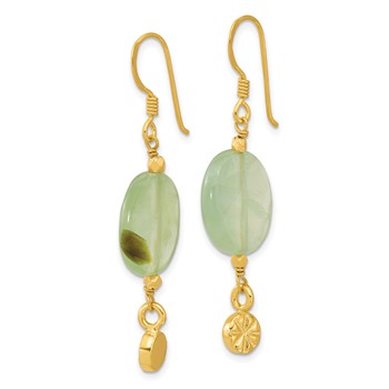 Sterling Silver Gold-plated Prehnite Dangle Earrings — alternate view