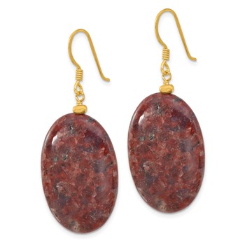 Sterling Silver Gold-plated Brown Jasper Dangle Earrings — alternate view