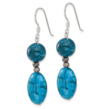 Sterling Silver Hematite, Howlite, Jasper, Crystal Earrings — alternate view