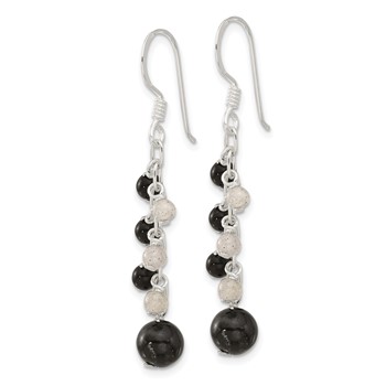 Sterling Silver Agate, Labradorite, Quartz Shepherd Hook Earrings — alternate view