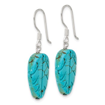 Sterling Silver Recon. Magnesite Leaf Shepherd Hook Earrings — alternate view