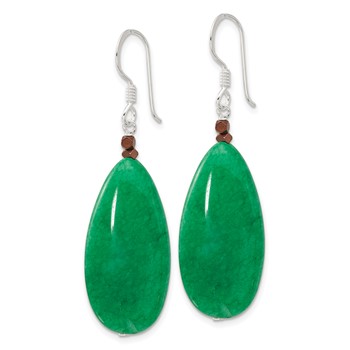 Sterling Silver Green Jade/Hematite Bronze Color Base Metal Earrings — alternate view