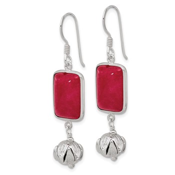 Sterling Silver Red Jade Dangle Shepherd Hook Earrings — alternate view