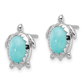 Sterling Silver Rhodium-plated Amazonite Turtle Post Earrings — alternate view