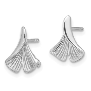 Sterling Silver Rhodium-plated Floral Leaf Post Earrings — alternate view