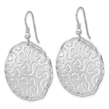Sterling Silver Rhodium Plated Polished and Brushed Earrings — alternate view