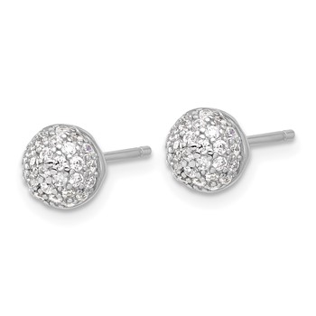 Sterling Silver Rhodium-plated Micro Pave CZ Ball Stud Earrings — alternate view
