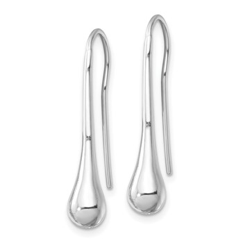 Sterling Silver Polished Rhodium-plated Teardrop Earrings — alternate view