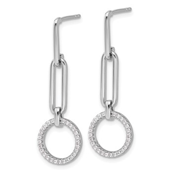 Pure Fire Sterling Silver Rhod-plated CZ Dangle Post Earrings — alternate view