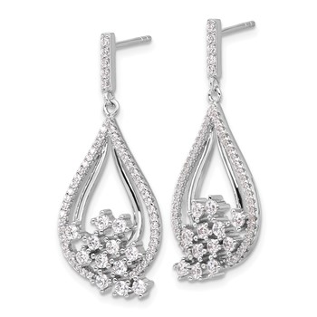 Sterling Silver Rhodium-plated Fancy CZ Dangle Earrings — alternate view