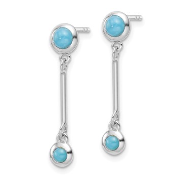 Sterling Silver Rhodium-plated Turquoise Drop Dangle Earrings — alternate view