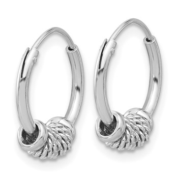 Sterling Silver Rhodium-plated Polished/Textured Endless Hoop Earrings — alternate view