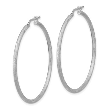 Sterling Silver Rhodium-plated Satin and Polished D/C Hoop Earrings — alternate view