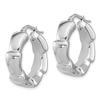 Sterling Silver Rhodium-plated Polished Hoop Earrings — alternate view