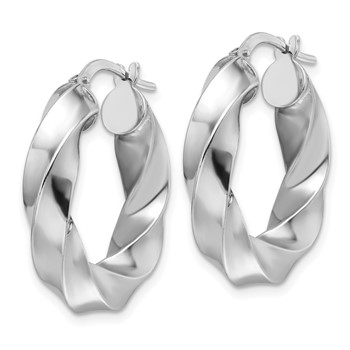 Sterling Silver Rhod-plated Polished 5.25mm Hollow Twisted Hoop Earrings — alternate view