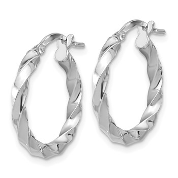 Sterling Silver Rhodium-plated Polished Twisted Hoop Earrings — alternate view