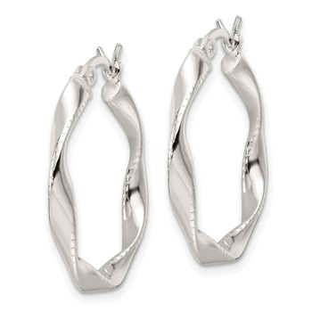 Sterling Silver Polished Twisted Hoop Earrings — alternate view