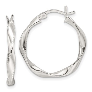 Sterling Silver Polished Twisted Hoop Earrings