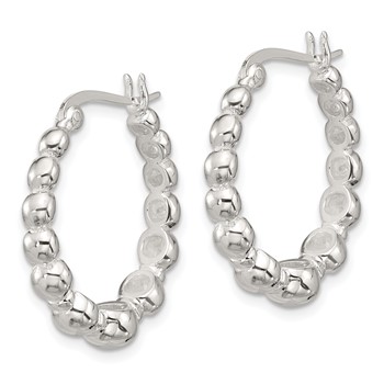 Sterling Silver Polished Graduated Bead Hoop Earrings — alternate view