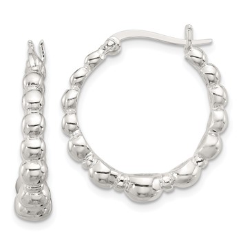 Sterling Silver Polished Graduated Bead Hoop Earrings