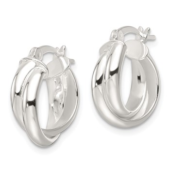 Sterling Silver Polished Twisted Double Hoop Earrings — alternate view