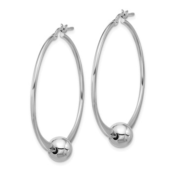 Sterling Silver Rhod-plated Polished Ball Large Round Hoop Earrings — alternate view