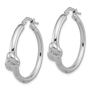 Sterling Silver Rhod-plated Polished Knot Large Round Hoop Earrings — alternate view