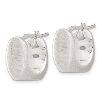 Sterling Silver Rhodium-plated Brushed Hollow Square Hoop Earrings — alternate view
