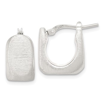 Sterling Silver Rhodium-plated Brushed Hollow Square Hoop Earrings
