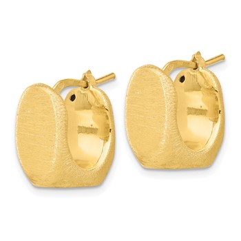 Sterling Silver Gold-Plated Brushed and Hollow Square Hoop Earrings — alternate view