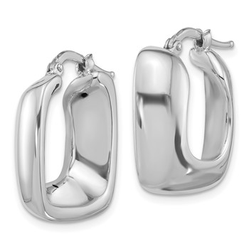 Sterling Silver Rhodium-plated Polished Square Hoop Earrings — alternate view