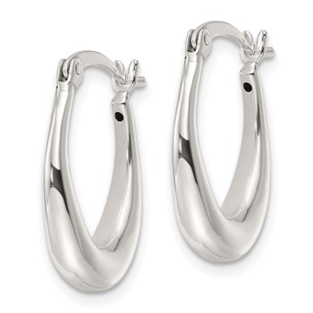 Sterling Silver Polished Oval Hoop Earrings — alternate view