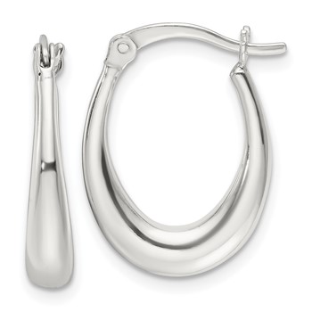 Sterling Silver Polished Oval Hoop Earrings