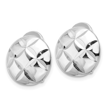 Sterling Silver Rhodium-plated D/C Circle Non-Pierced Earrings — alternate view