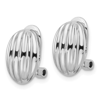 Sterling Silver Rhodium-plated Striped Oval Non-Pierced Earrings — alternate view