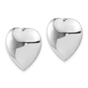 Sterling Silver Rhod-plated Polished Heart Clip Non-Pierced Earrings — alternate view