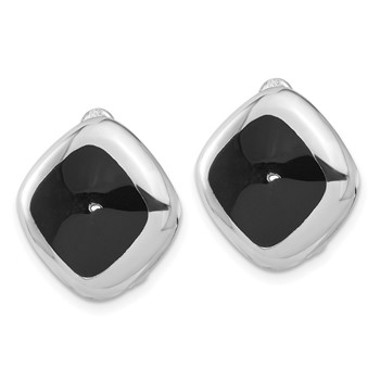 Sterling Silver RH-plated Black Onyx Square Non-Pierced Earrings — alternate view