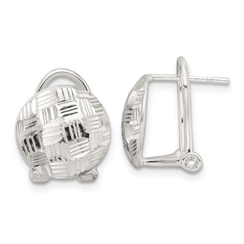 Sterling Silver Polished and Woven D/C Circle Omega Back Post Earrings
